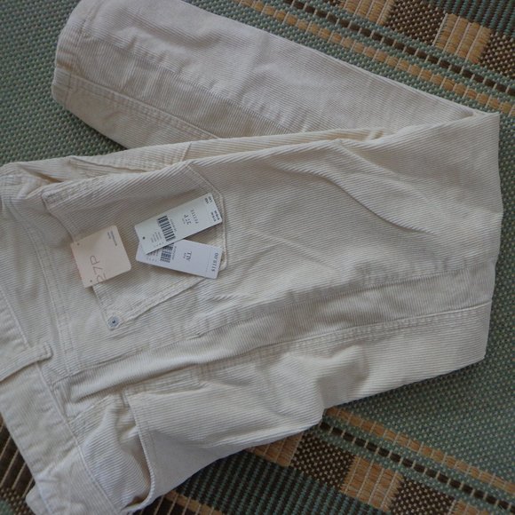 NWT Anthropologie Pilcro Slim Boyfriend Corduroy Pant 27P Cream - Picture 1 of 16